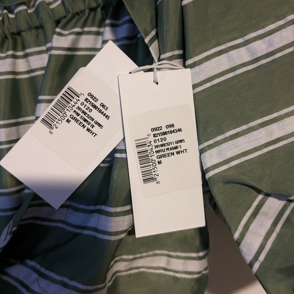 Lisa Marie Fernandez Striped Linen Blend Pouf Tie Top and matching Skirt (Green) - Picture 4 of 5